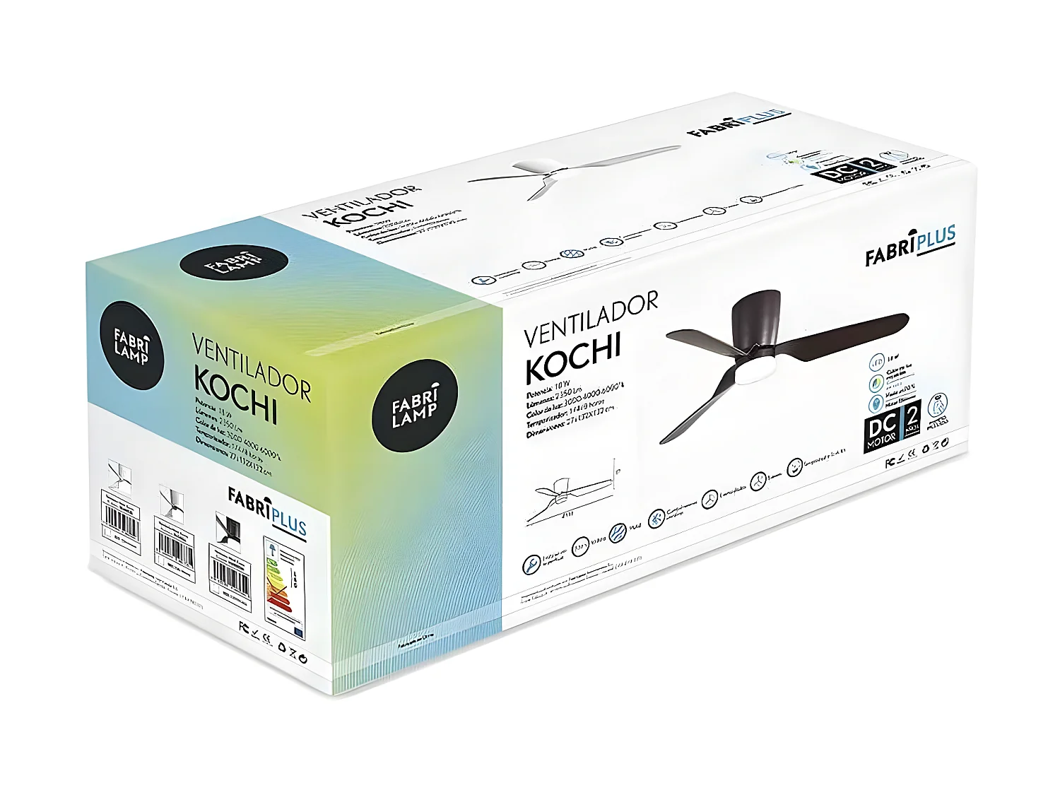 Ventilateur DC KOCHI brun LED 3 températures et mémoire de couleur Fabrilamp