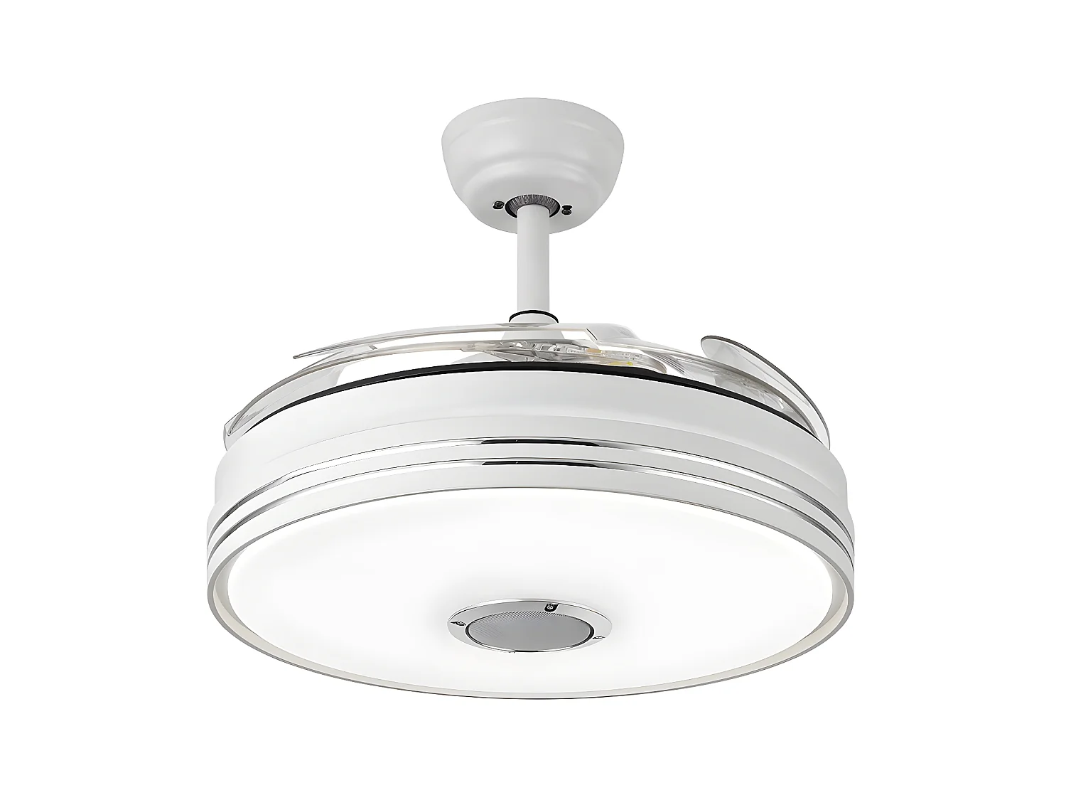 Ventilateur DC MATANUSKA blanc avec haut-parleur et connectivité Bluetooth