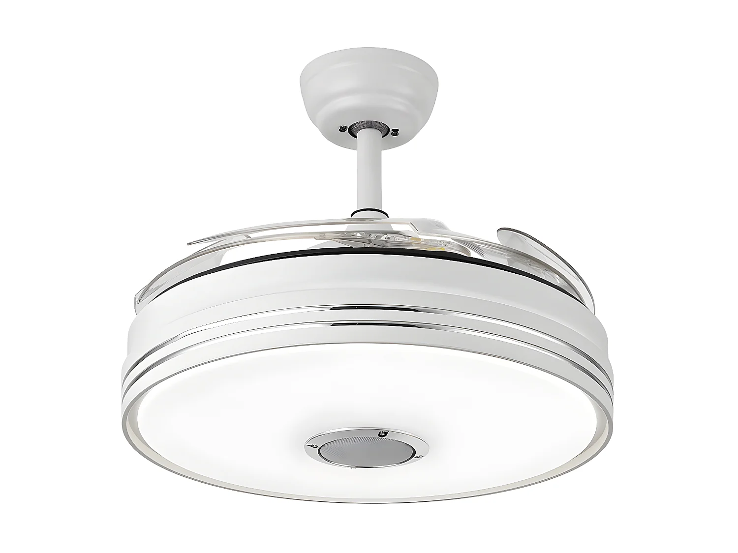 Ventilateur DC MATANUSKA blanc avec haut-parleur et connectivité Bluetooth