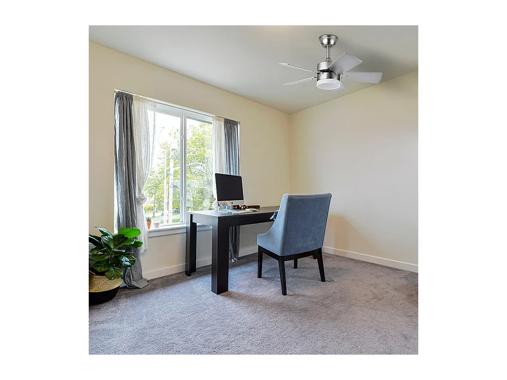 Ventilateur MARTA DC nickel et LED intégrée 36w mémoire de couleur Fabrilamp