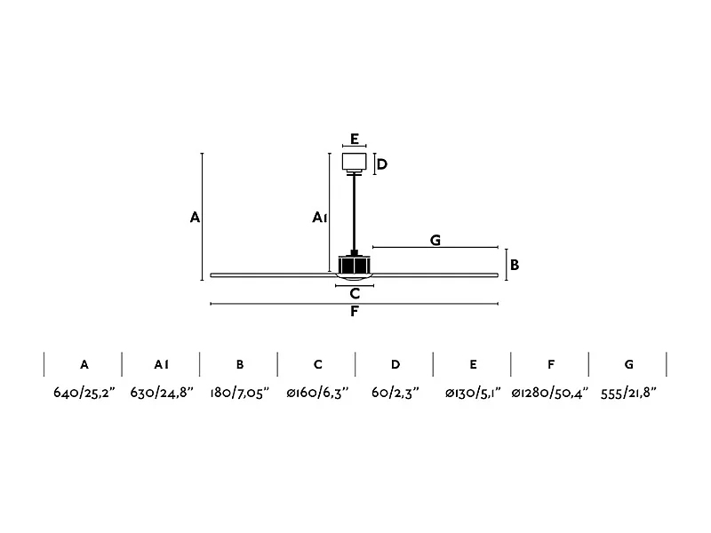 JUST FAN M Altgold/schwarzer Deckenventilator