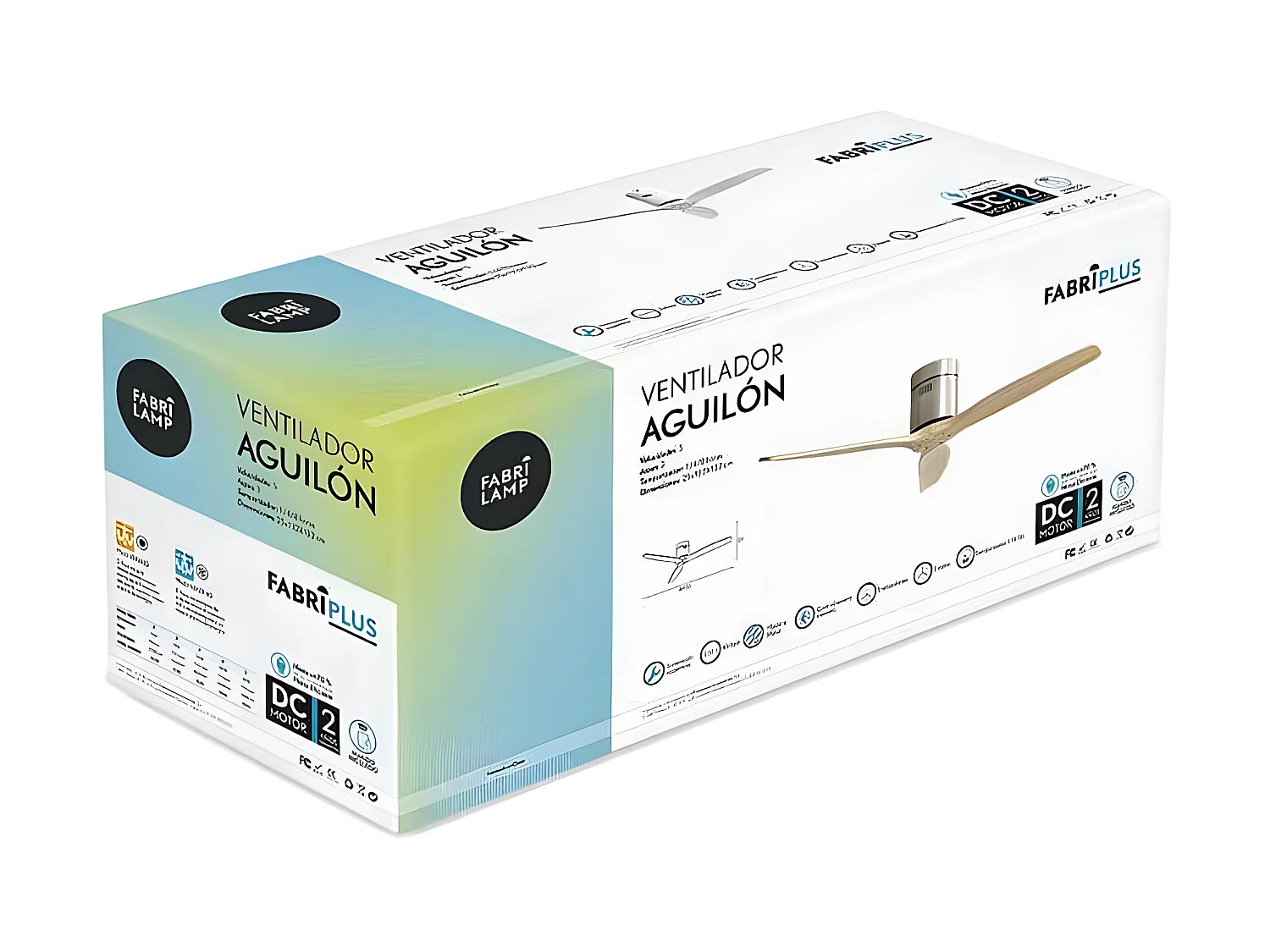 Ventilador Dc Aguilon Niquel Haya Sin Luz  Control Remoto Y Temporizador