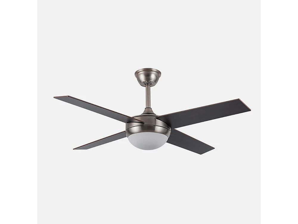 Ventilateur DC CIRO nickel wengé E27 avec télécommande Fabrilamp