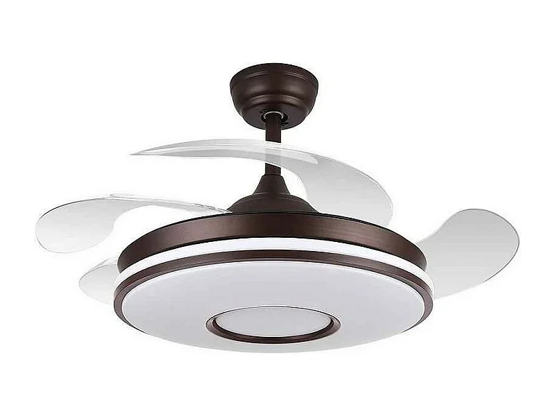 Ventilador Marron Modelo Dani L Motor Dc Y Led Integrado