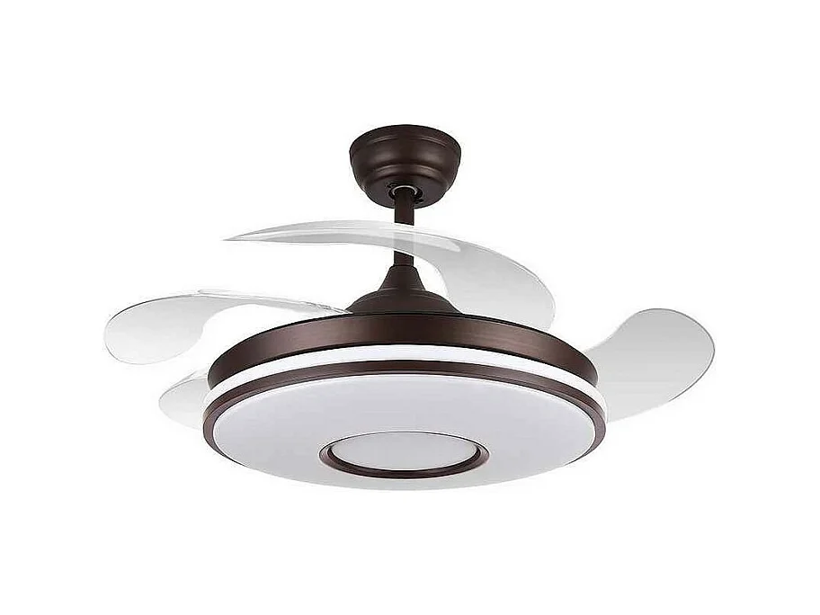 Ventilateur marron modèle DANI L moteur DC et LED intégré FABRILAMP