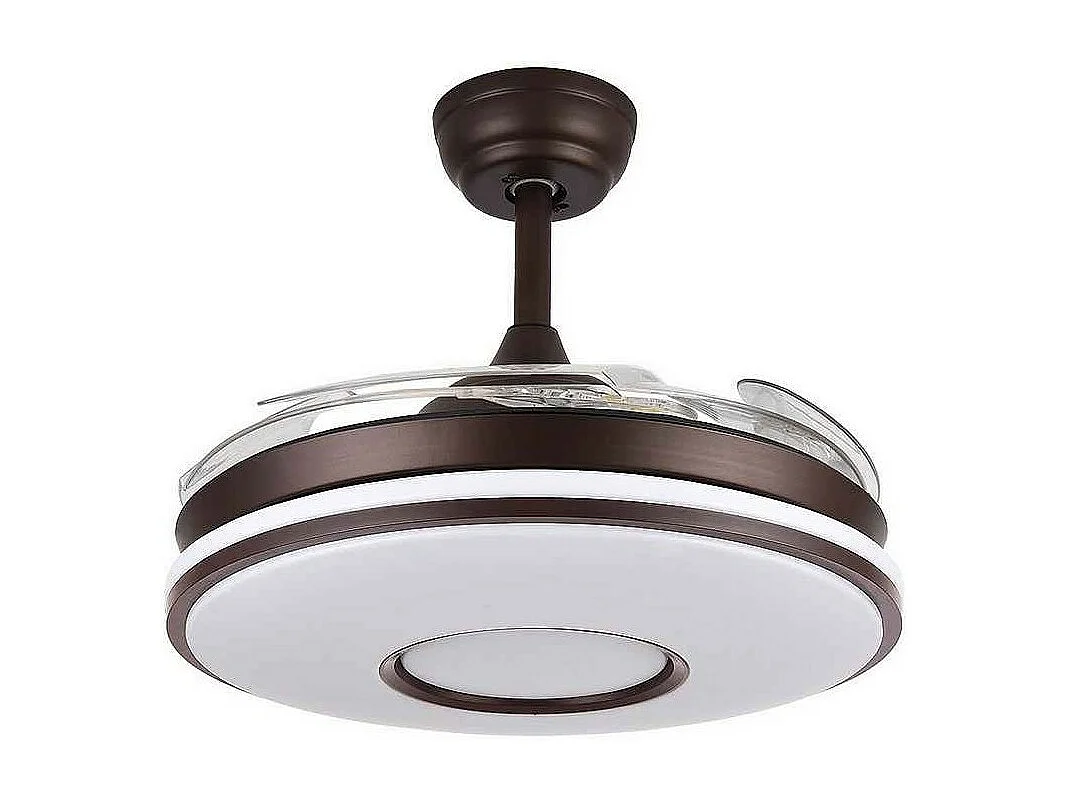 Ventilateur marron modèle DANI L moteur DC et LED intégré FABRILAMP