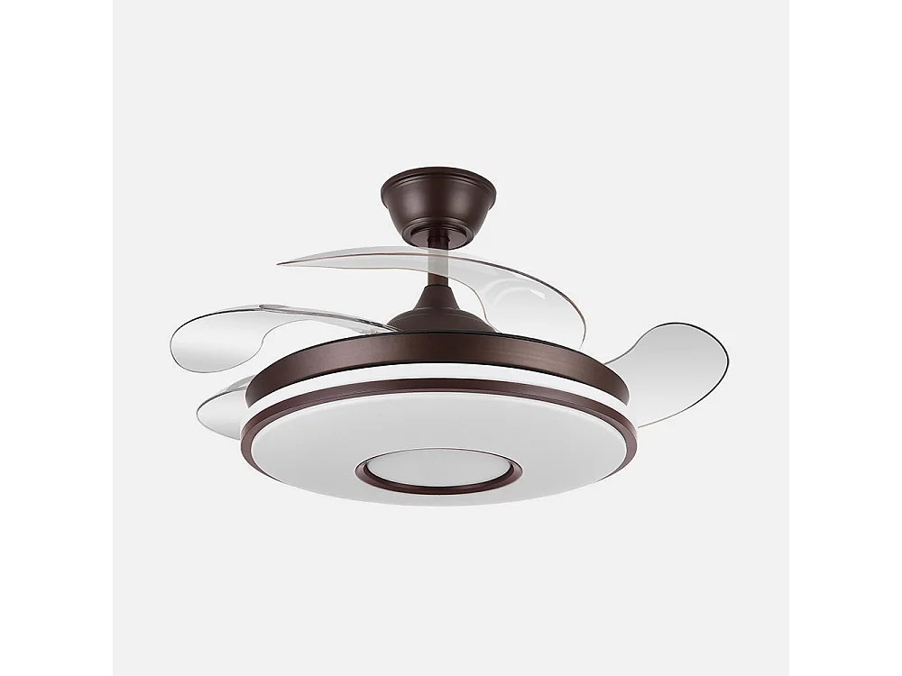 Ventilateur marron modèle DANI L moteur DC et LED intégré FABRILAMP
