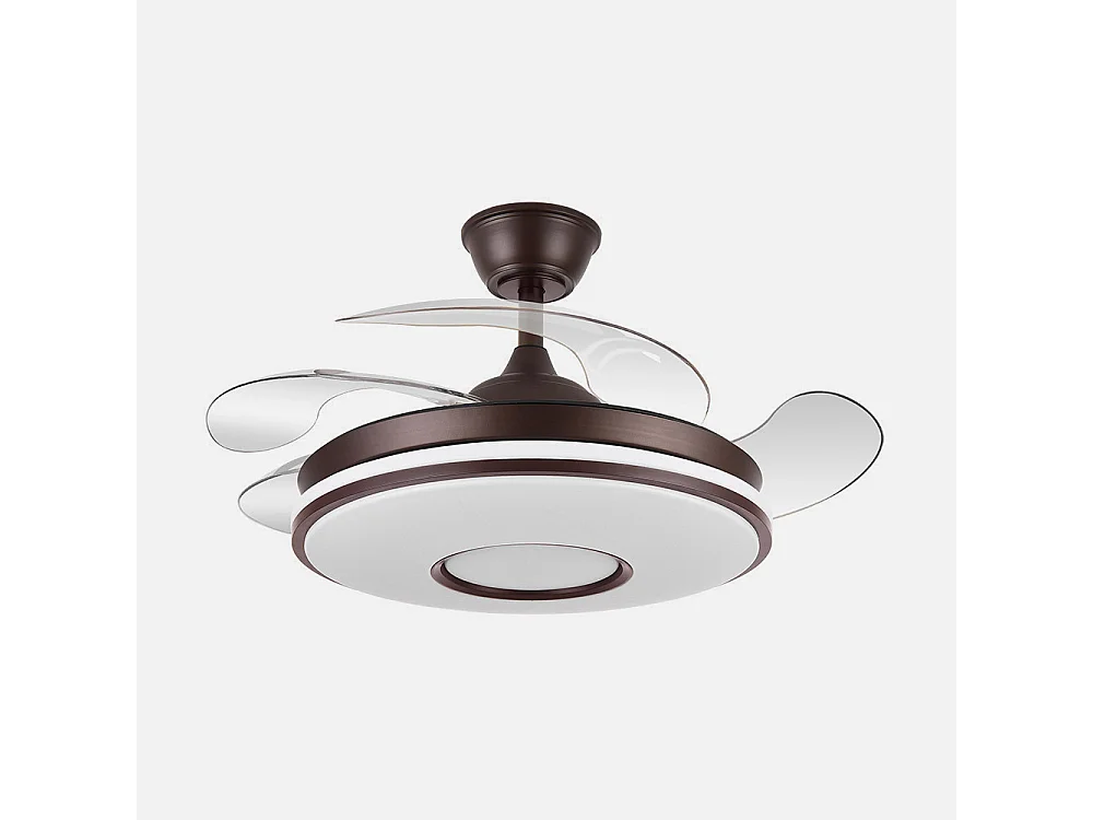 Ventilateur marron modèle DANI L moteur DC et LED intégré FABRILAMP