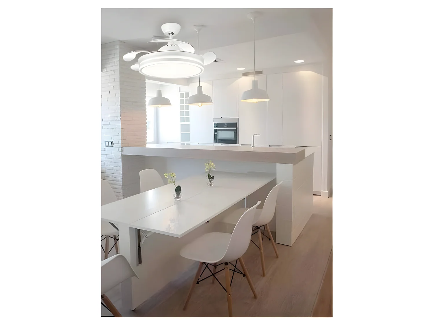 Ventilateur DC BAYOMO L blanc Led avec mémoire de couleur Fabrilamp