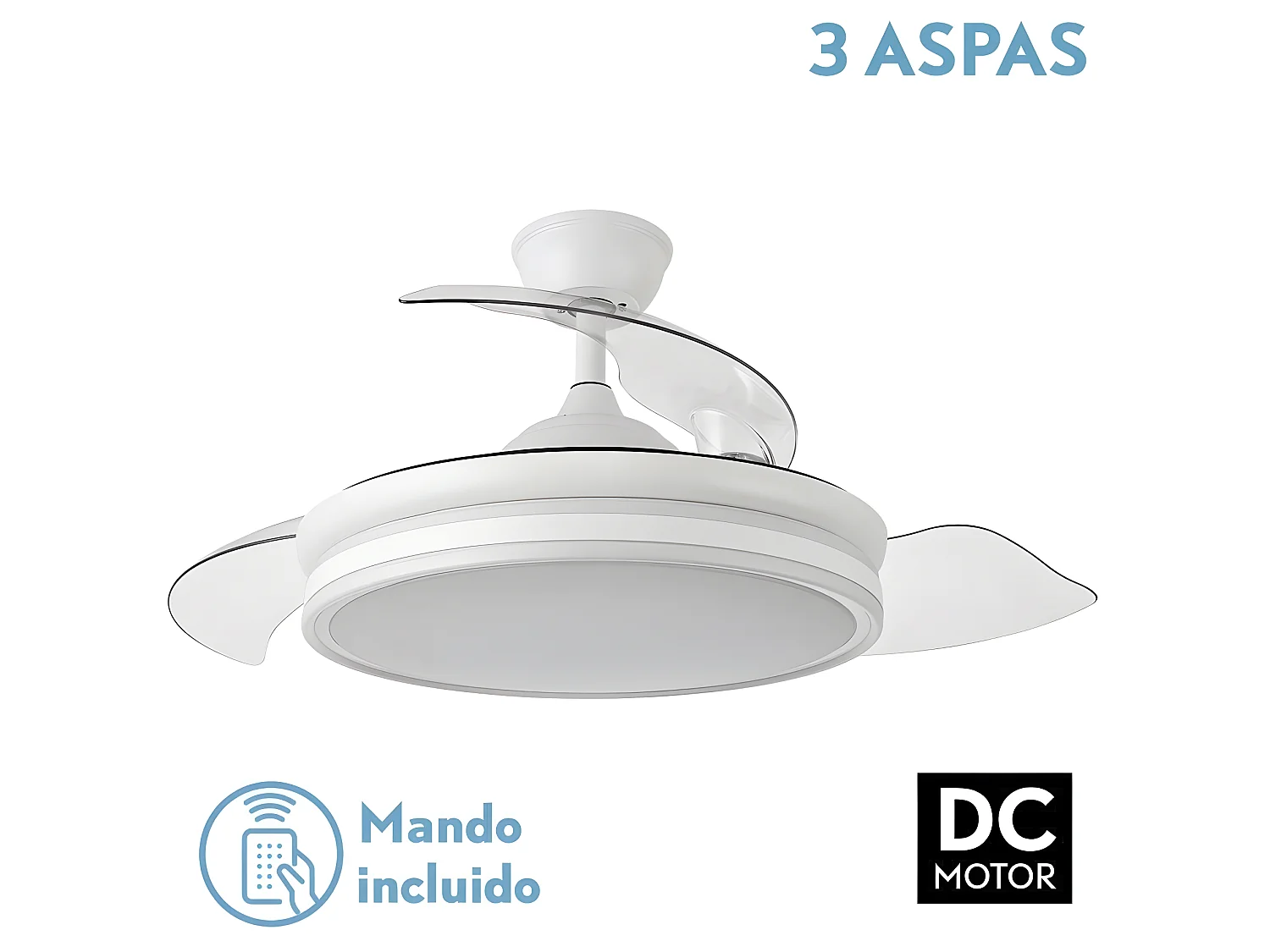 Ventilateur DC BAYOMO L blanc Led avec mémoire de couleur Fabrilamp