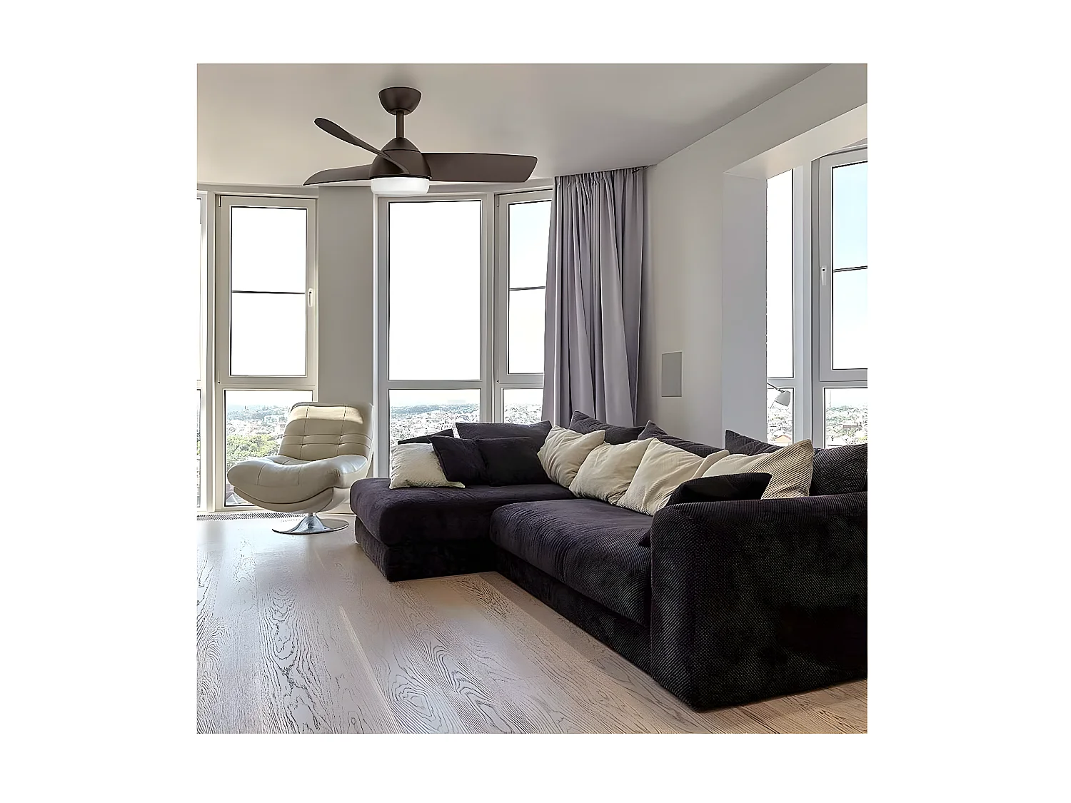 Ventilateur DC HAUR marron led CCT réglable avec mémoire Fabrilamp