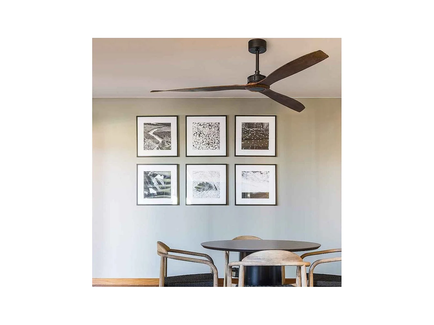 JUST FAN XL Mattschwarzer/Holzventilator 178 cm