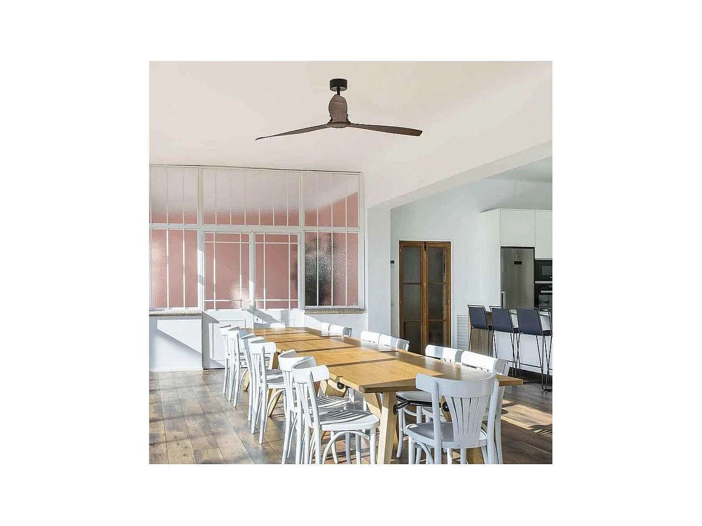 JUST FAN XL Mattschwarzer/Holzventilator 178 cm