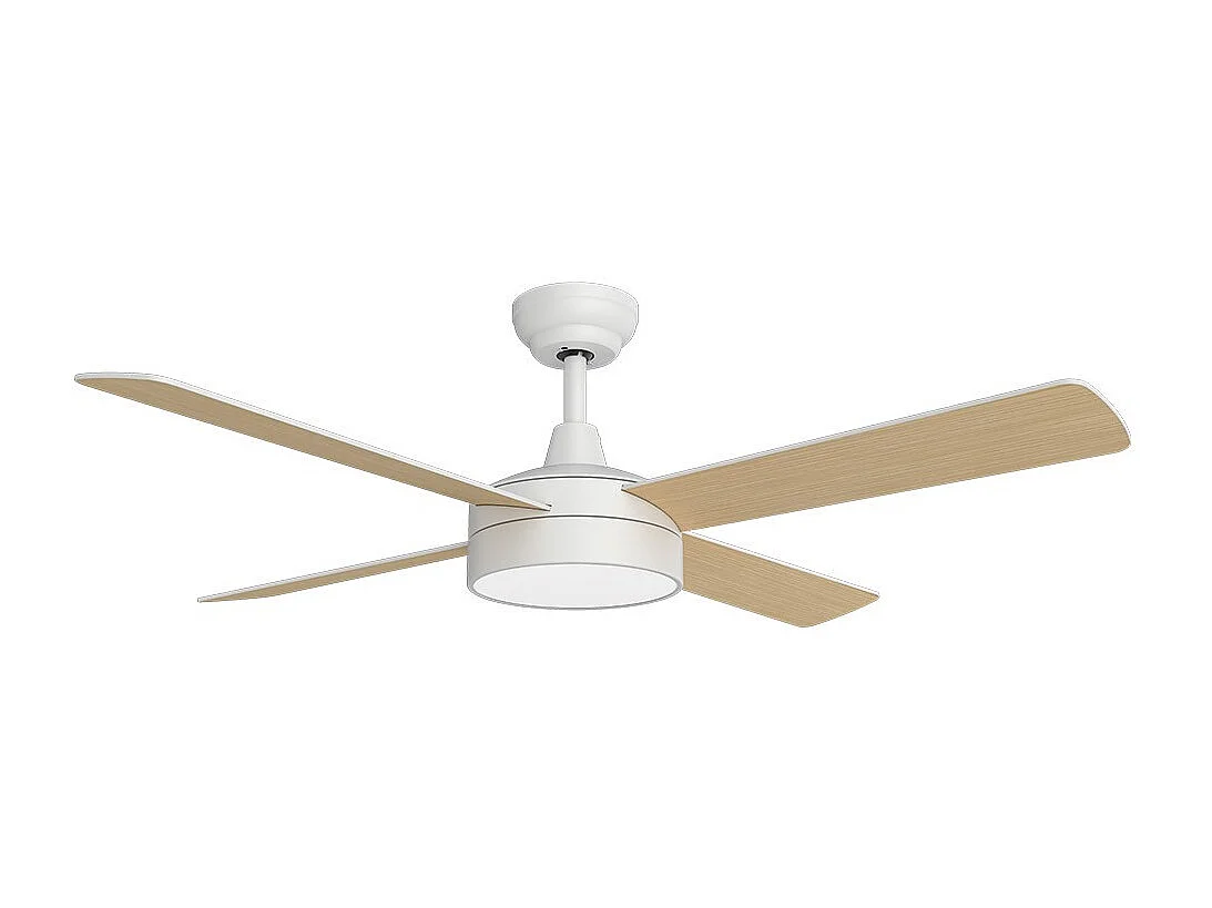 Ventilateur DC NEVERY blanc 122 cm LED 3 températures mémoire couleur Fabrilamp