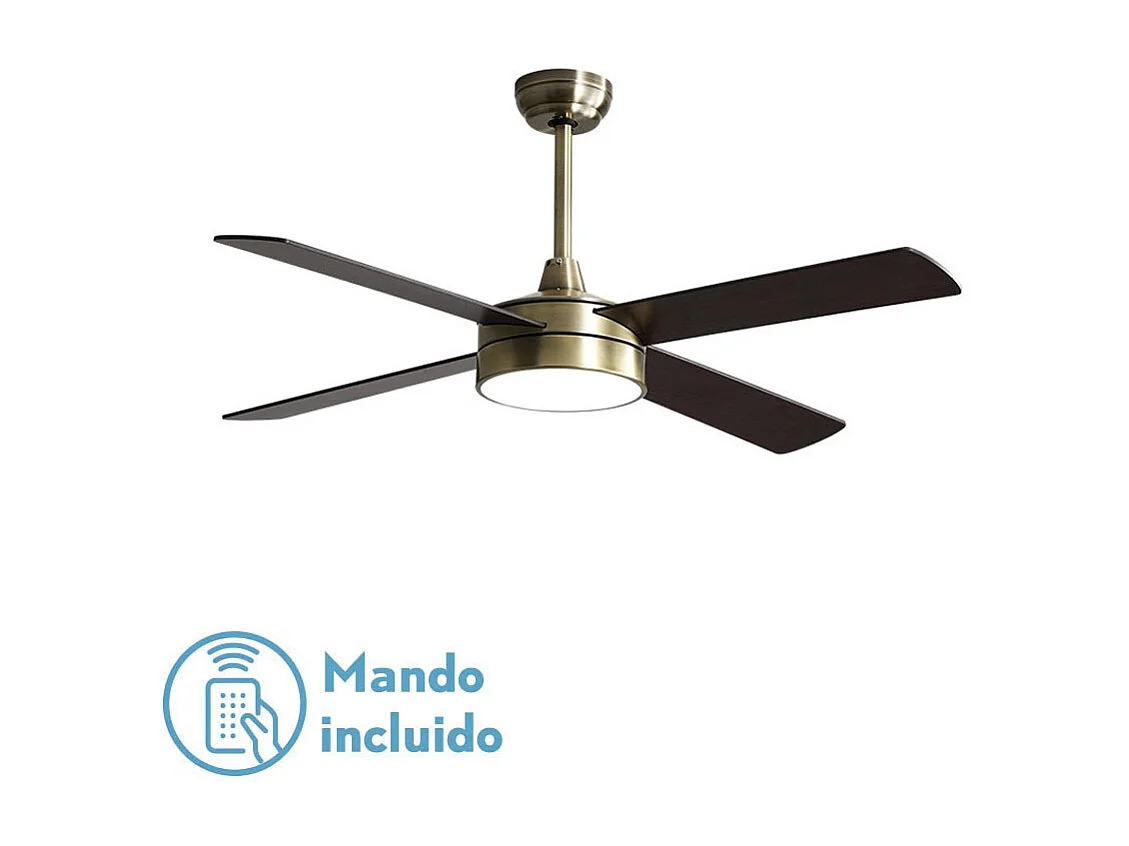 Ventilateur DC NEVERY doré 122 cm LED 3 températures mémoire couleur Fabrilamp