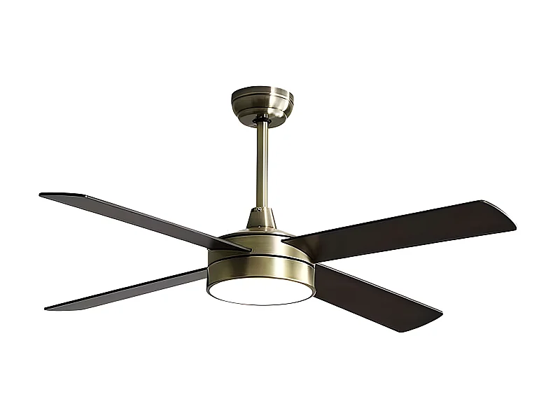 Ventilateur DC NEVERY doré 122 cm LED 3 températures mémoire couleur Fabrilamp