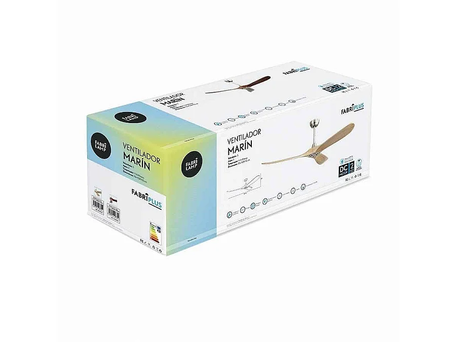 Ventilateur sans lumière MARIN DC Nickel-Haya 5 Speeds FABRILAMP