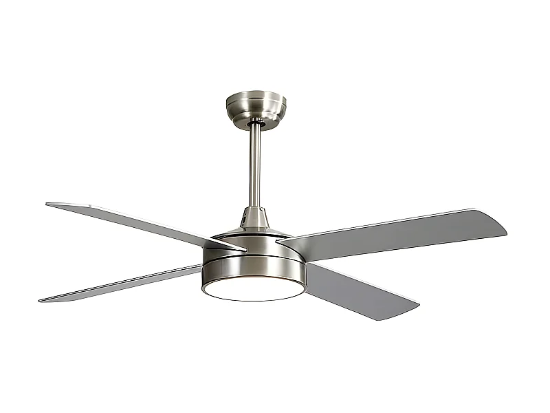 Ventilatore in nichel con led 24w NEVERY 132 cm. telecomando con timer FABRILAMP