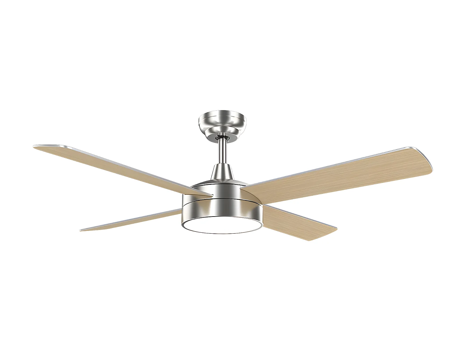 Ventilatore in nichel con led 24w NEVERY 132 cm. telecomando con timer FABRILAMP