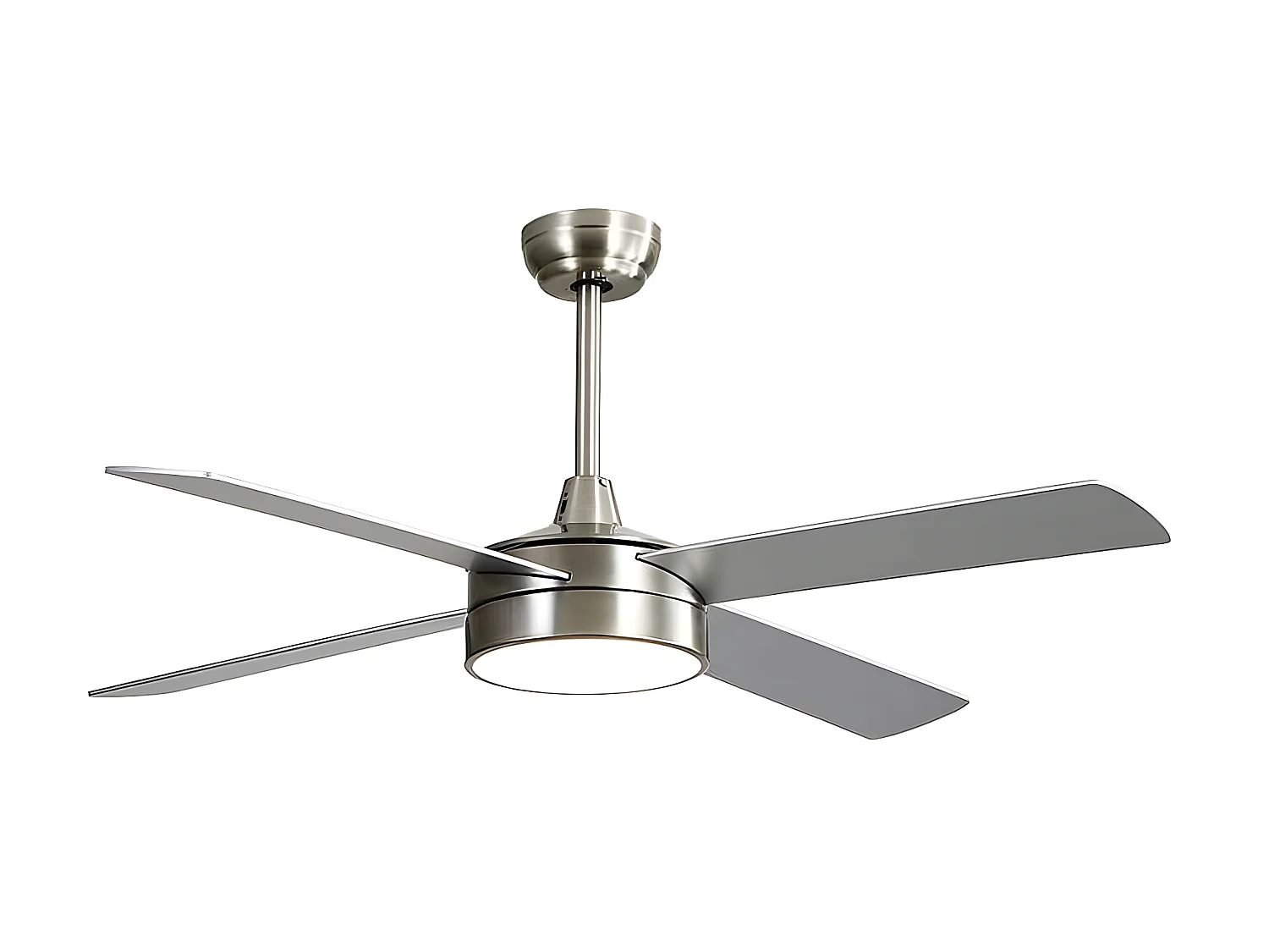 Ventilatore in nichel con led 24w NEVERY 132 cm. telecomando con timer FABRILAMP