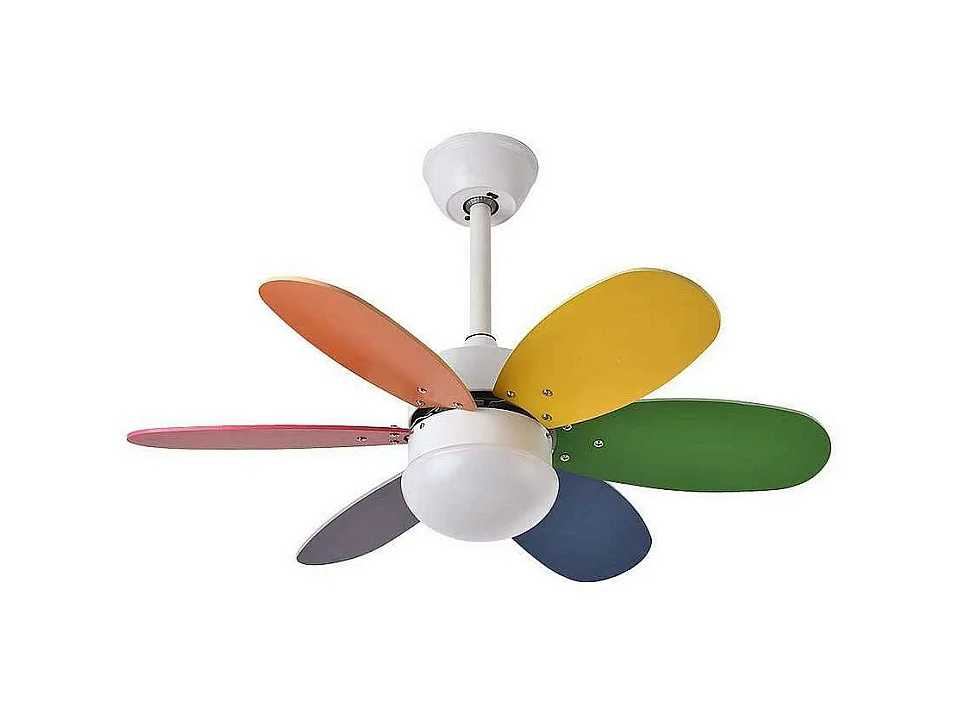Ventilador Dc Alves Blanco Colores E27 Control Remoto Y Temporizador