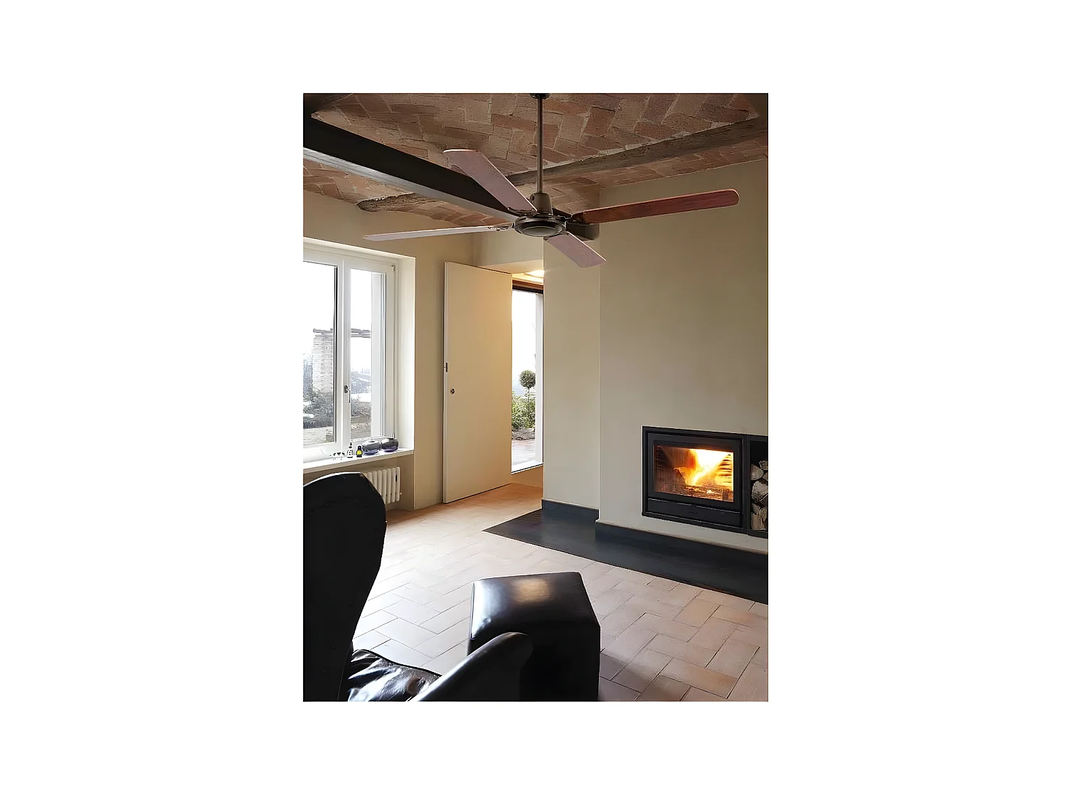 Ventilador Ac Malvinas Marron Controlador De Pared Aspas Reversibles Faro