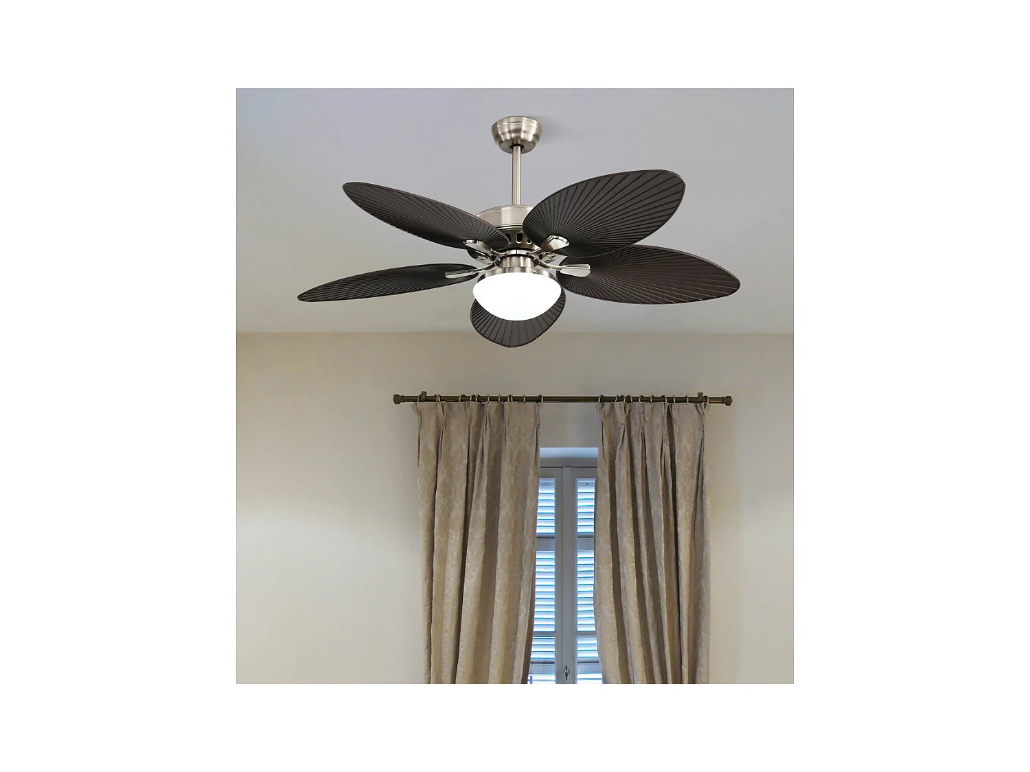 Ventilateur DC BORASCO nickel Led 24w 3 températures mémoire de couleur Fabrilamp