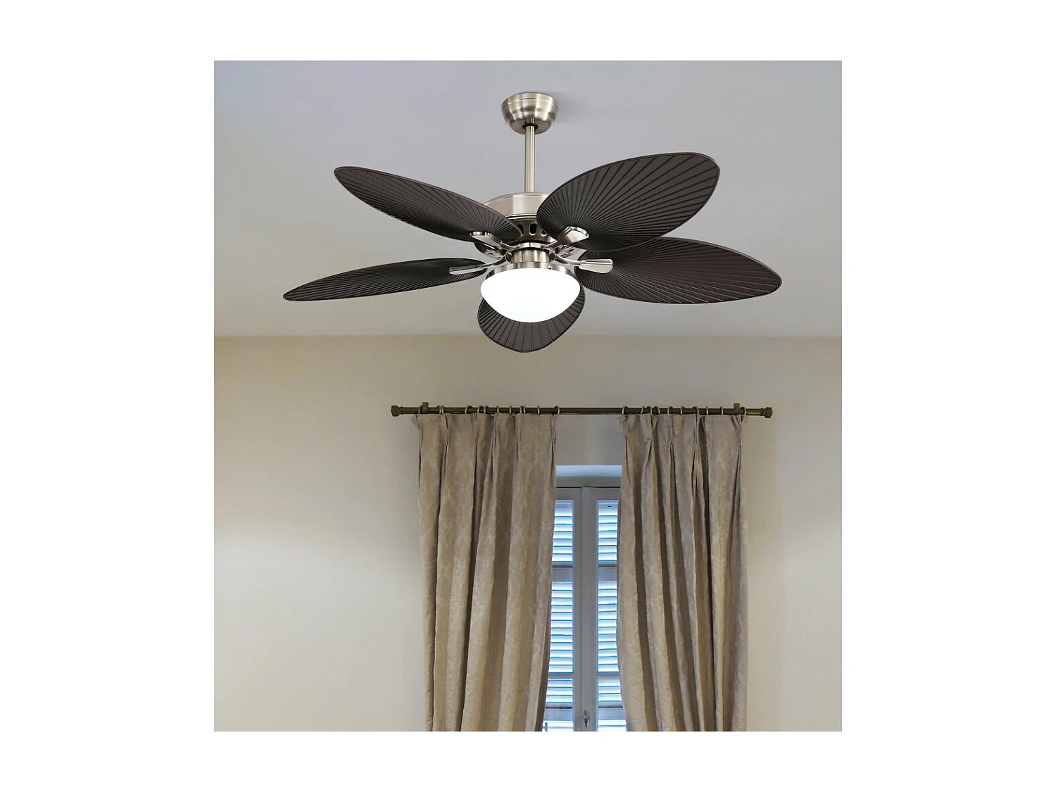 Ventilateur DC BORASCO nickel Led 24w 3 températures mémoire de couleur Fabrilamp