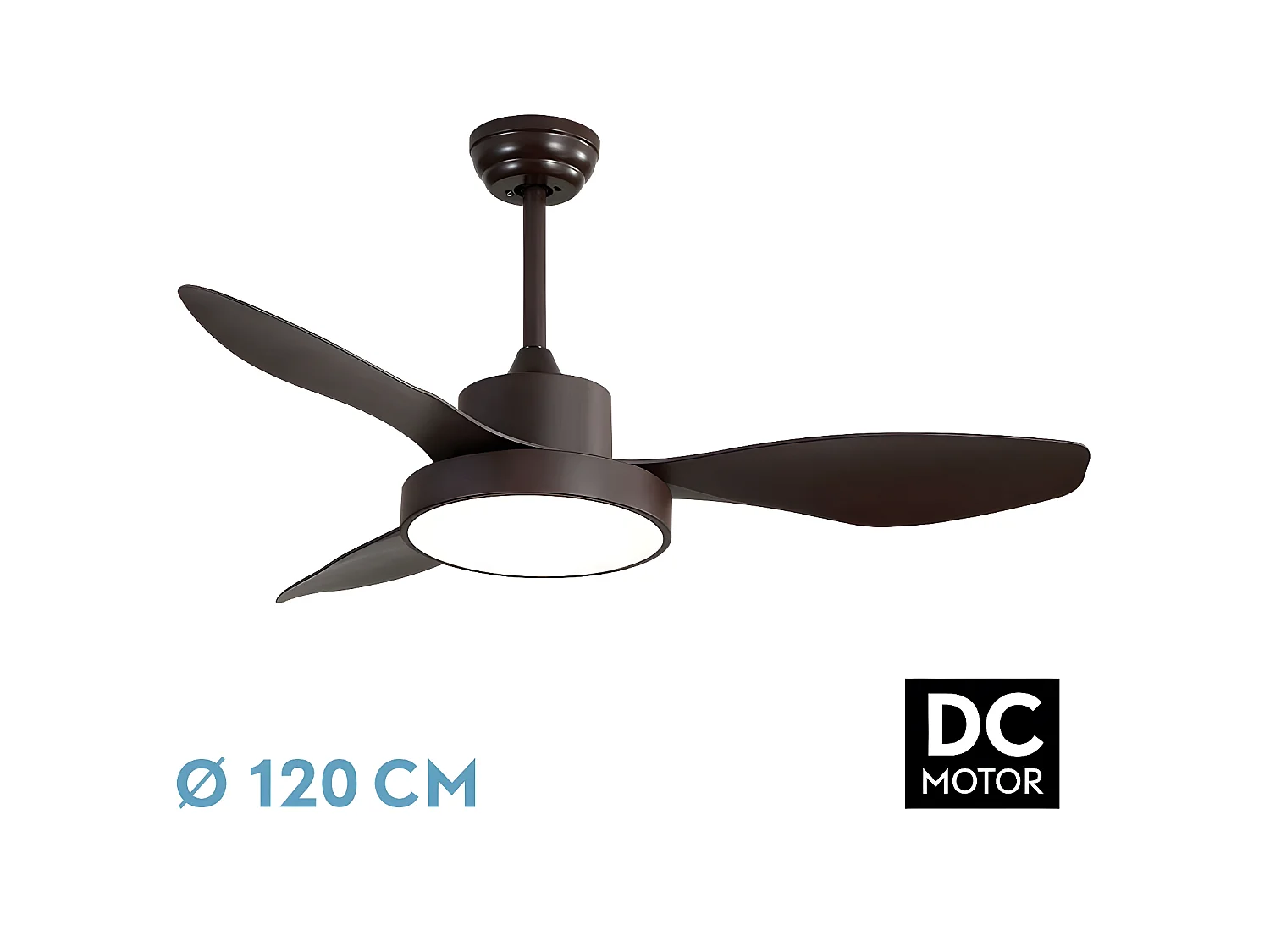 Ventilateur DC HAYATE L Led marron Mémoire de couleur et minuterie FABRILAMP