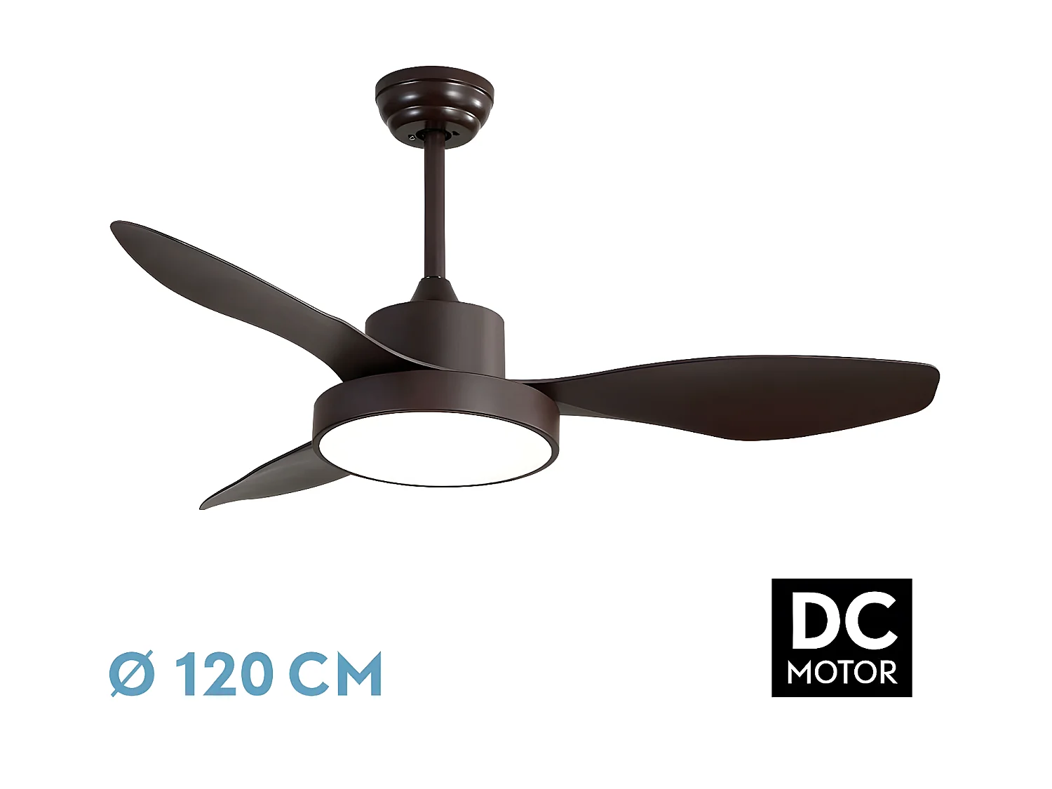 Ventilateur DC HAYATE L Led marron Mémoire de couleur et minuterie FABRILAMP