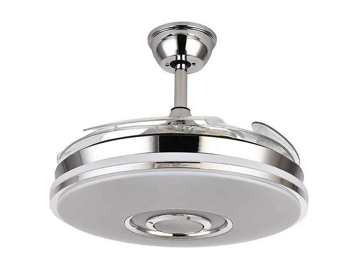 Ventilador Dc Noto Cromo Led Con Altavoz Y Conectividad Bluetooth