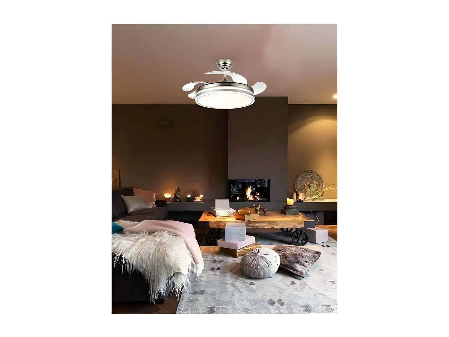 Ventilateur DC BAYOMO L nickel Led avec mémoire de couleur Fabrilamp