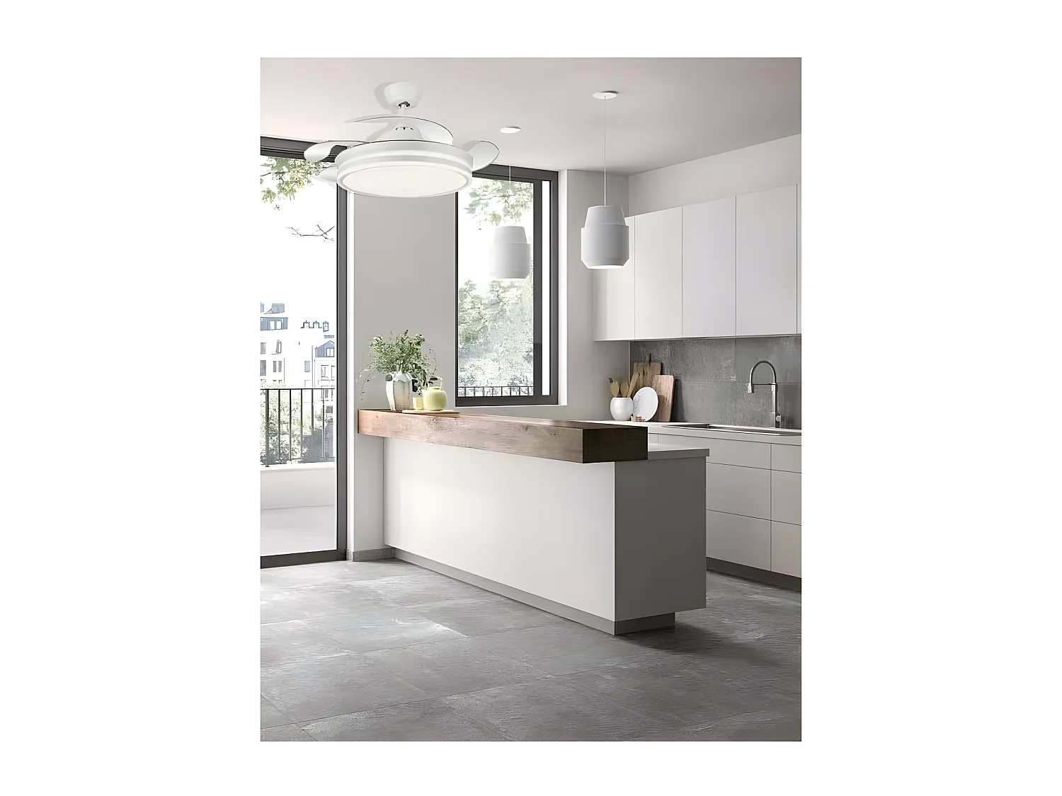 Ventilateur DC BAYOMO L nickel Led avec mémoire de couleur Fabrilamp