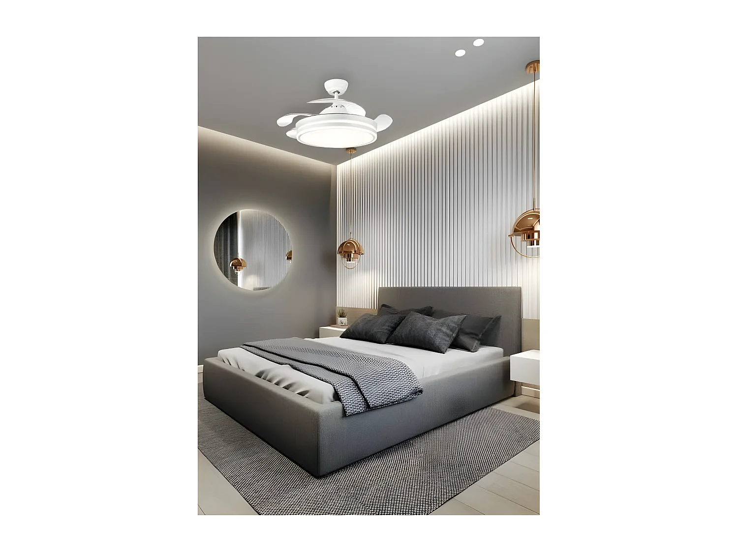 Ventilateur DC BAYOMO L nickel Led avec mémoire de couleur Fabrilamp