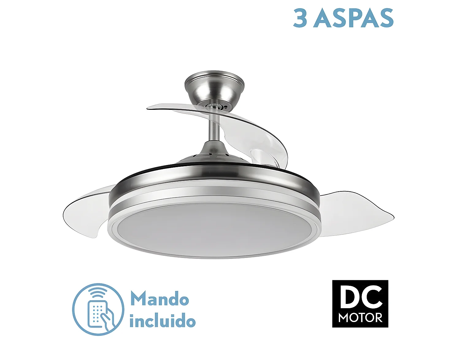 Ventilador Dc Bayomo L Niquel Led Con Memoria De Color