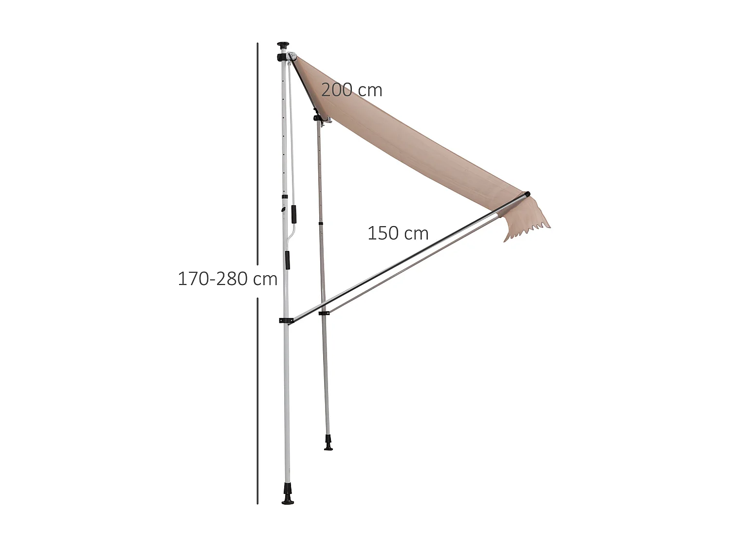 Store banne manuel rétractable 2L x 1,5l x 1,7-2,8H m inclinaison réglable installation rapide métal alu polyester beige