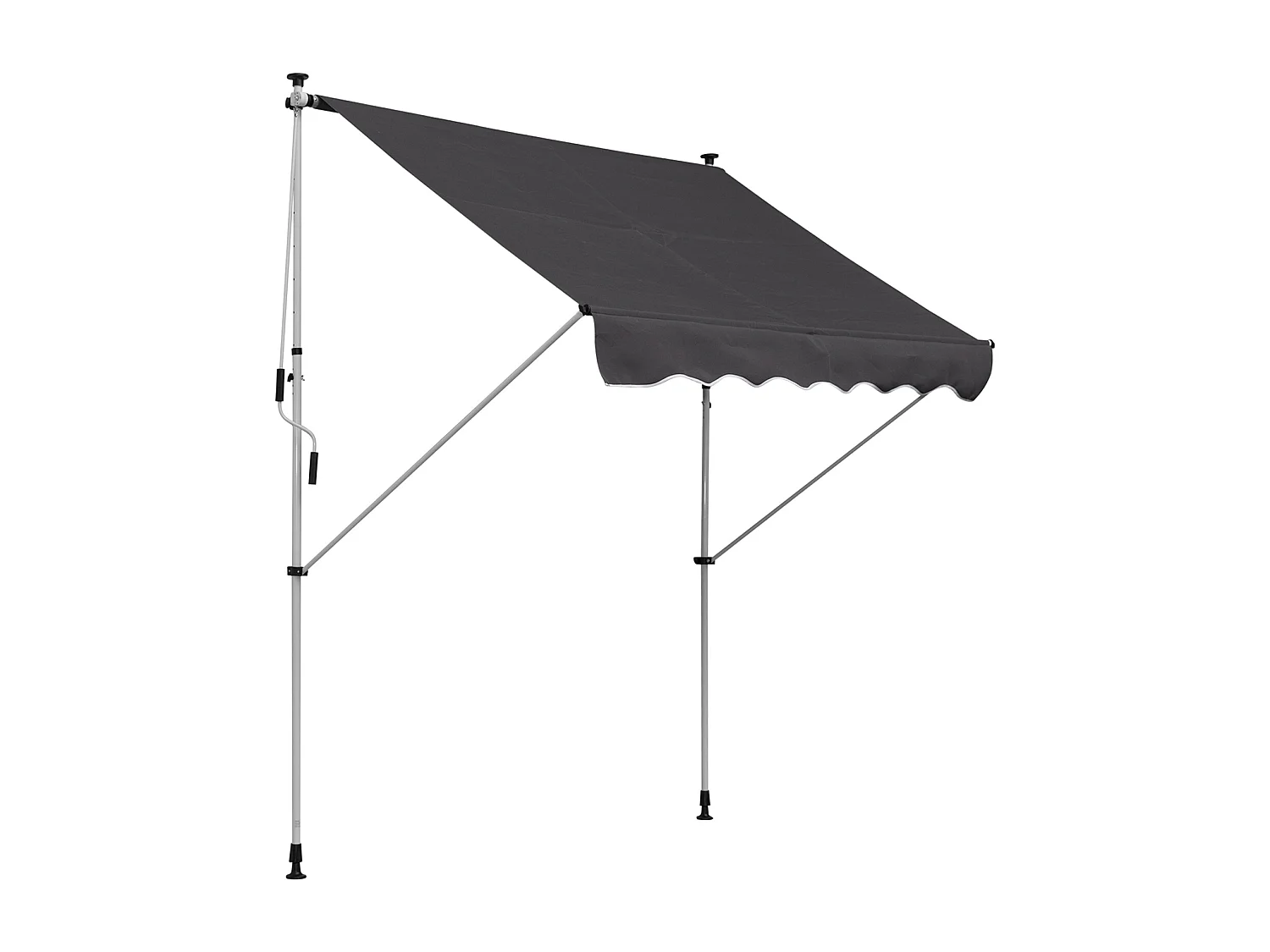 Store banne manuel rétractable 2L x 1,5l x 1,7-2,8H m inclinaison réglable installation rapide métal alu polyester gris