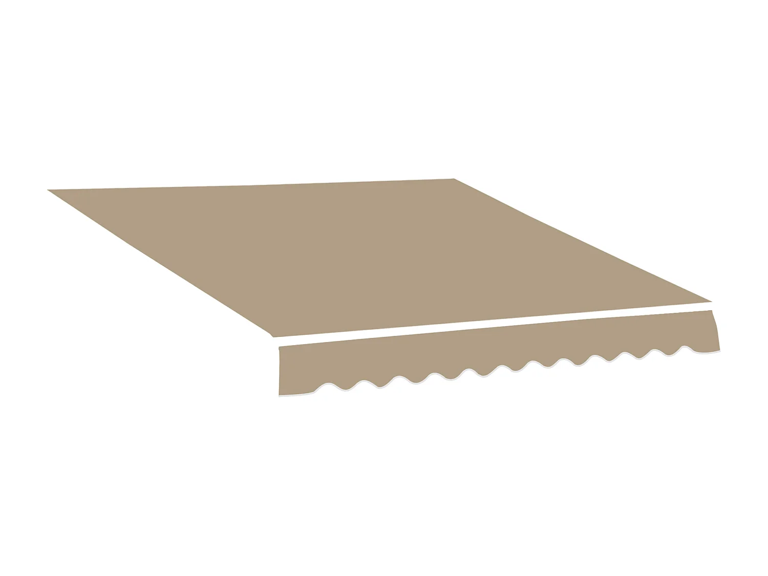 Toile de rechange store banne - lambrequin vagues douces - polyester haute densité 280 g/m² anti-UV dim. 3,82L x 2,4l (avancée) m café latte