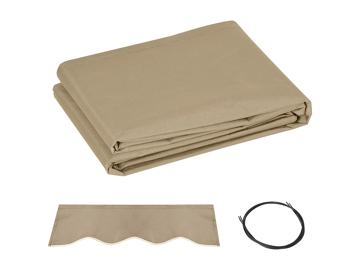 Toile de rechange store banne - lambrequin vagues douces - polyester haute densité 280 g/m² anti-UV dim. 3,82L x 2,4l (avancée) m café latte