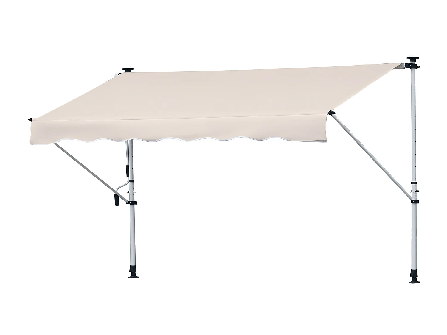 Store banne manuel rétractable 4L x 1,2l m inclinaison et hauteur réglable installation rapide métal alu polyester anti-UV crème