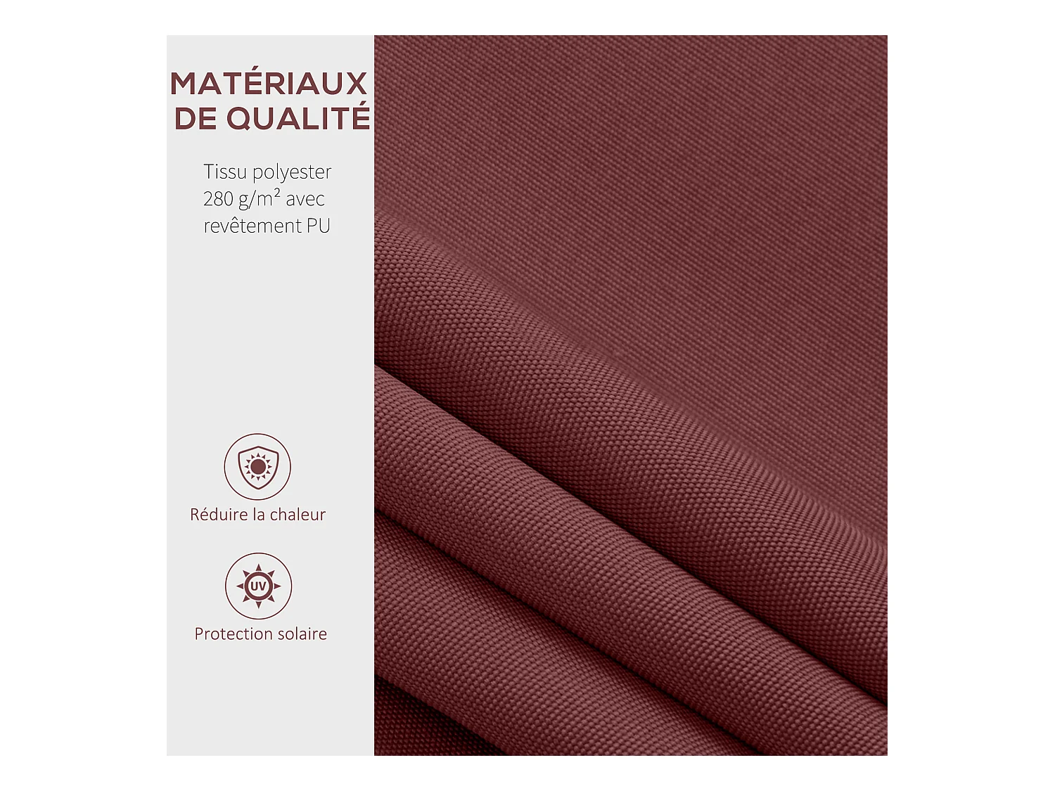 Store banne manuel rétractable aluminium polyester imperméabilisé 3,5L x 2,5l m bordeaux