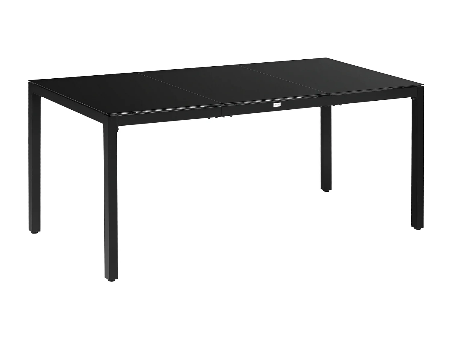 Table de jardin rectangulaire 8 personnes dim. 180L x 80l x 72H cm alu. plateau verre trempé noir