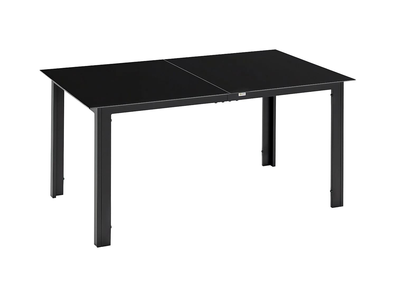 Table de jardin rectangulaire 6 personnes dim. 150L x 90l x 74H cm alu. plateau verre trempé noir