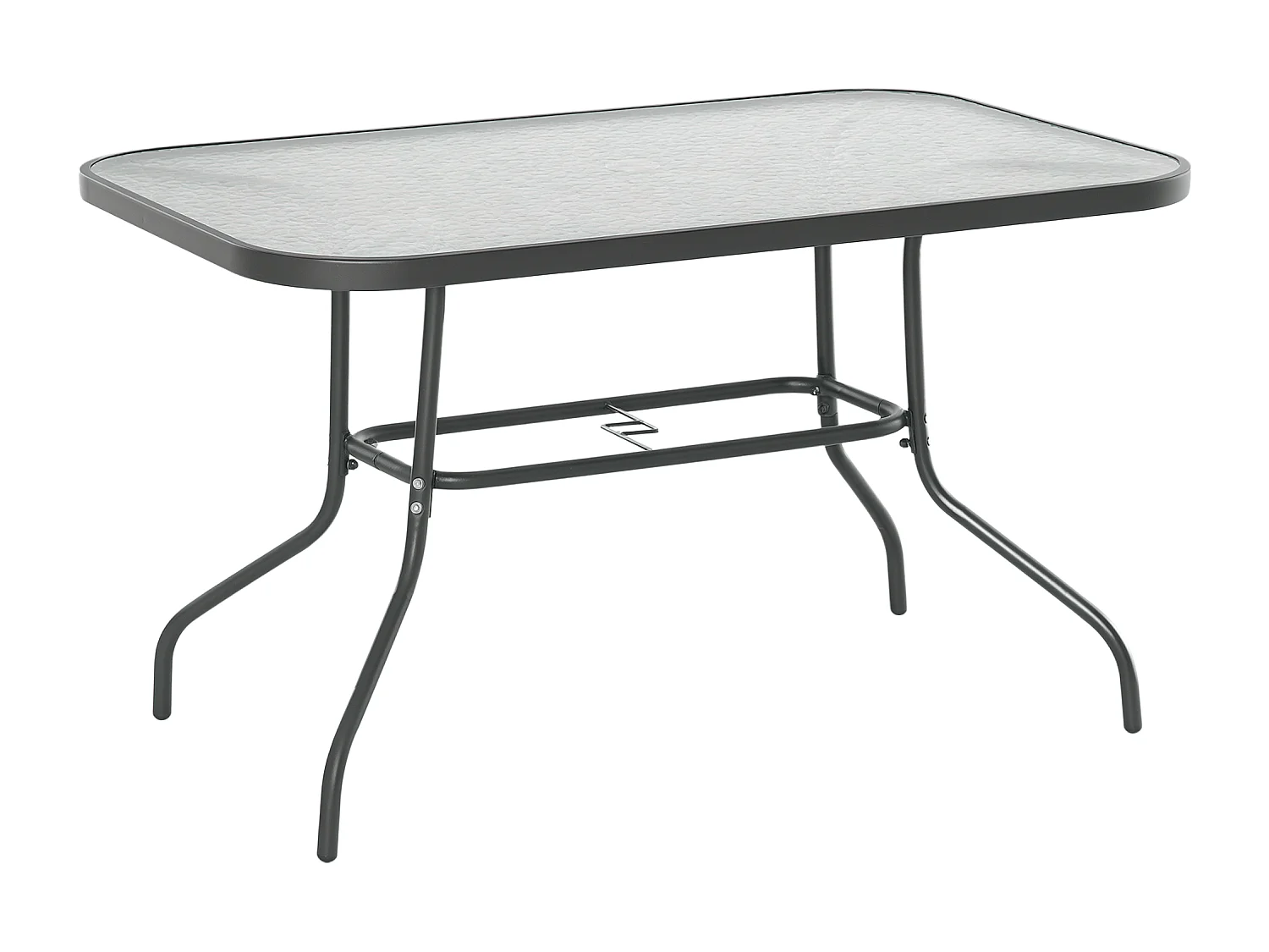 Table de jardin rectangulaire dim. 120L X 80l x 70H cm métal époxy gris plateau verre trempé
