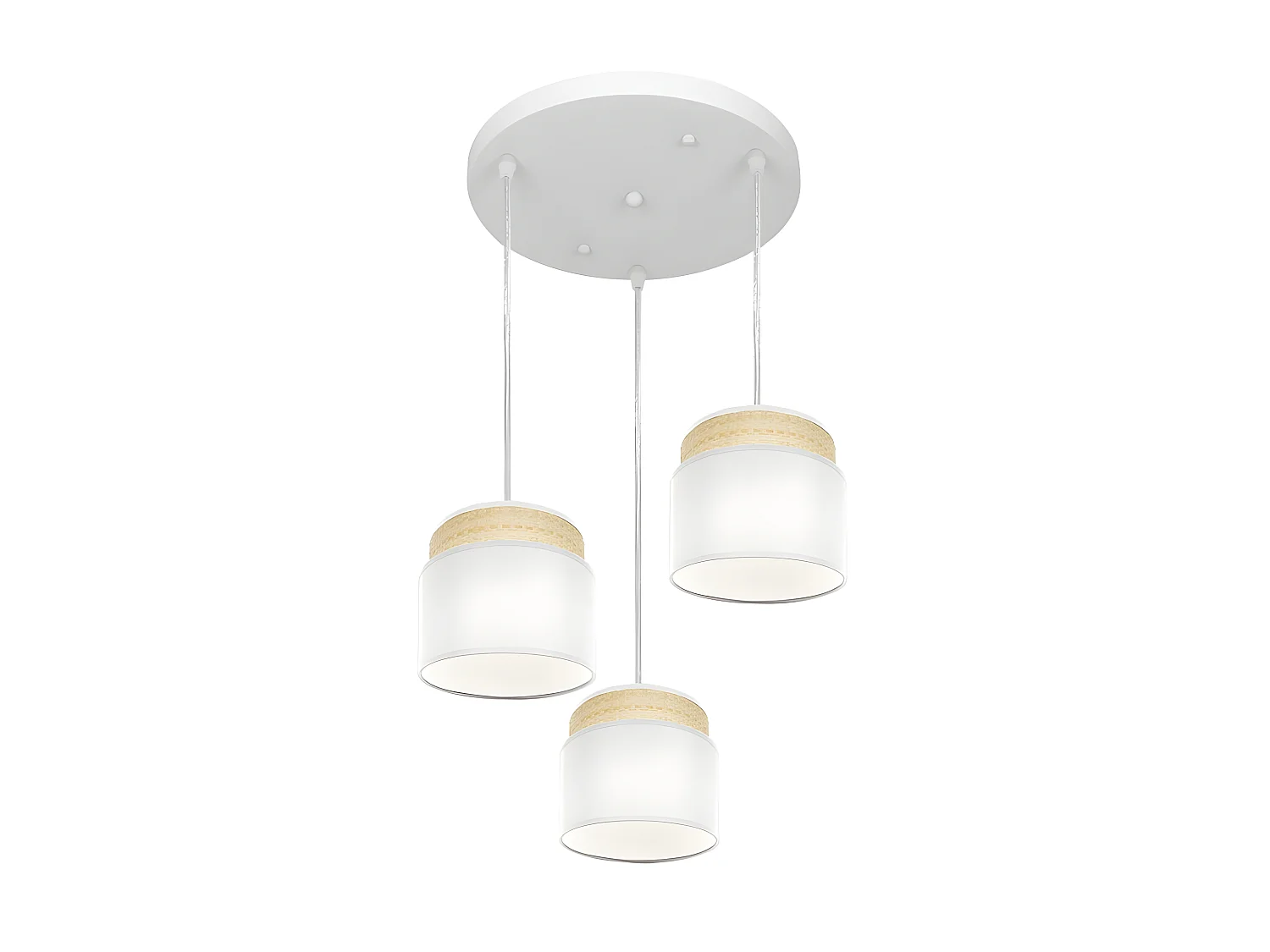 Plafon 3luces Modelo Kandy Natural/blanco Regulable