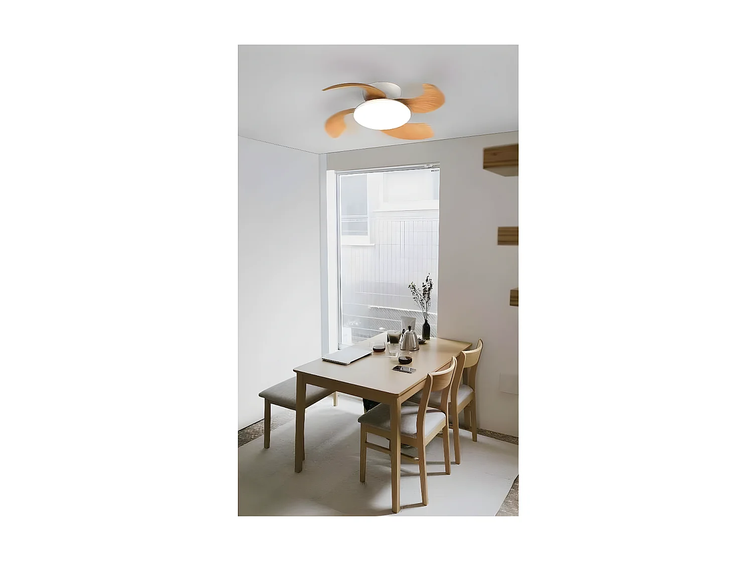 ventilateur DC ALOHA bois blanc LED intensité réglable