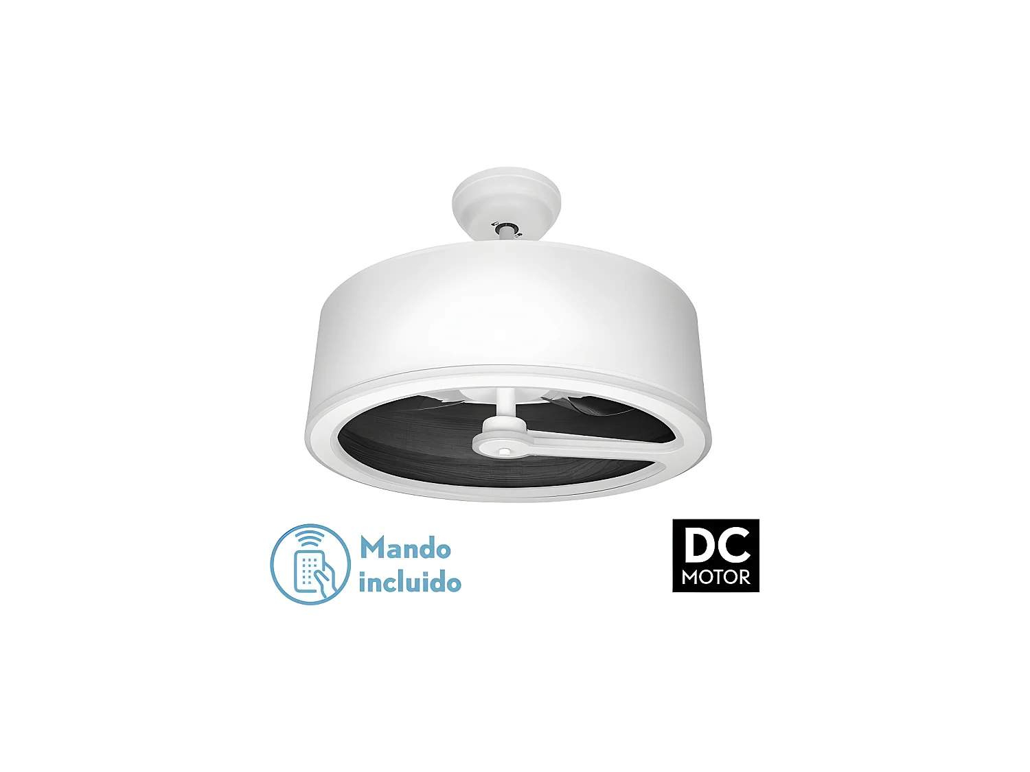 Ventilateur Dc TATIANA blanc noir LED intégré 3 températures commande à distance Fabrilamp