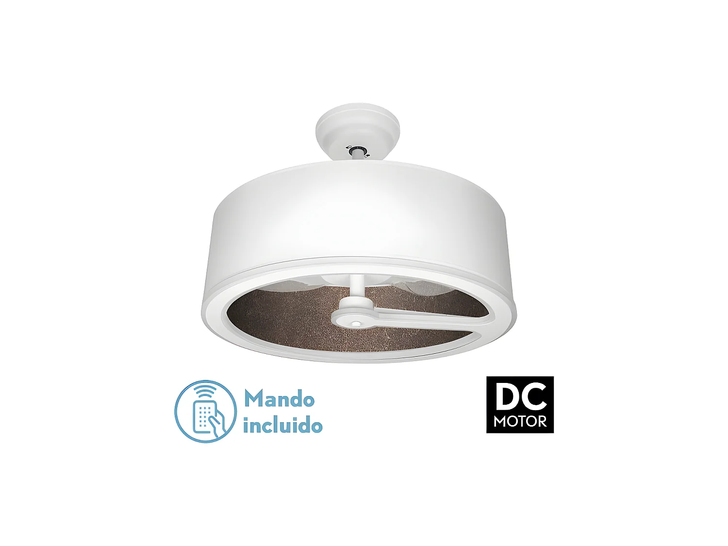 Ventilateur Dc TATIANA blanc oxyde LED intégré 3 températures commande à distance Fabrilamp