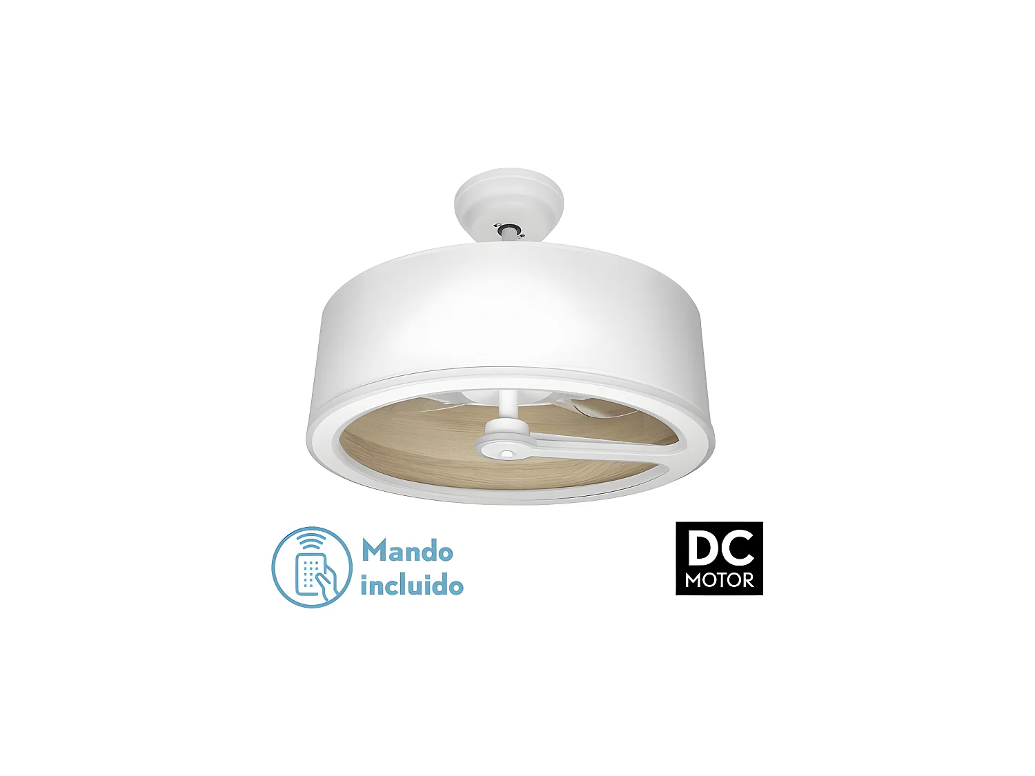 Ventilateur Dc TATIANA blanc beis led intégré 3 températures commande à distance Fabrilamp