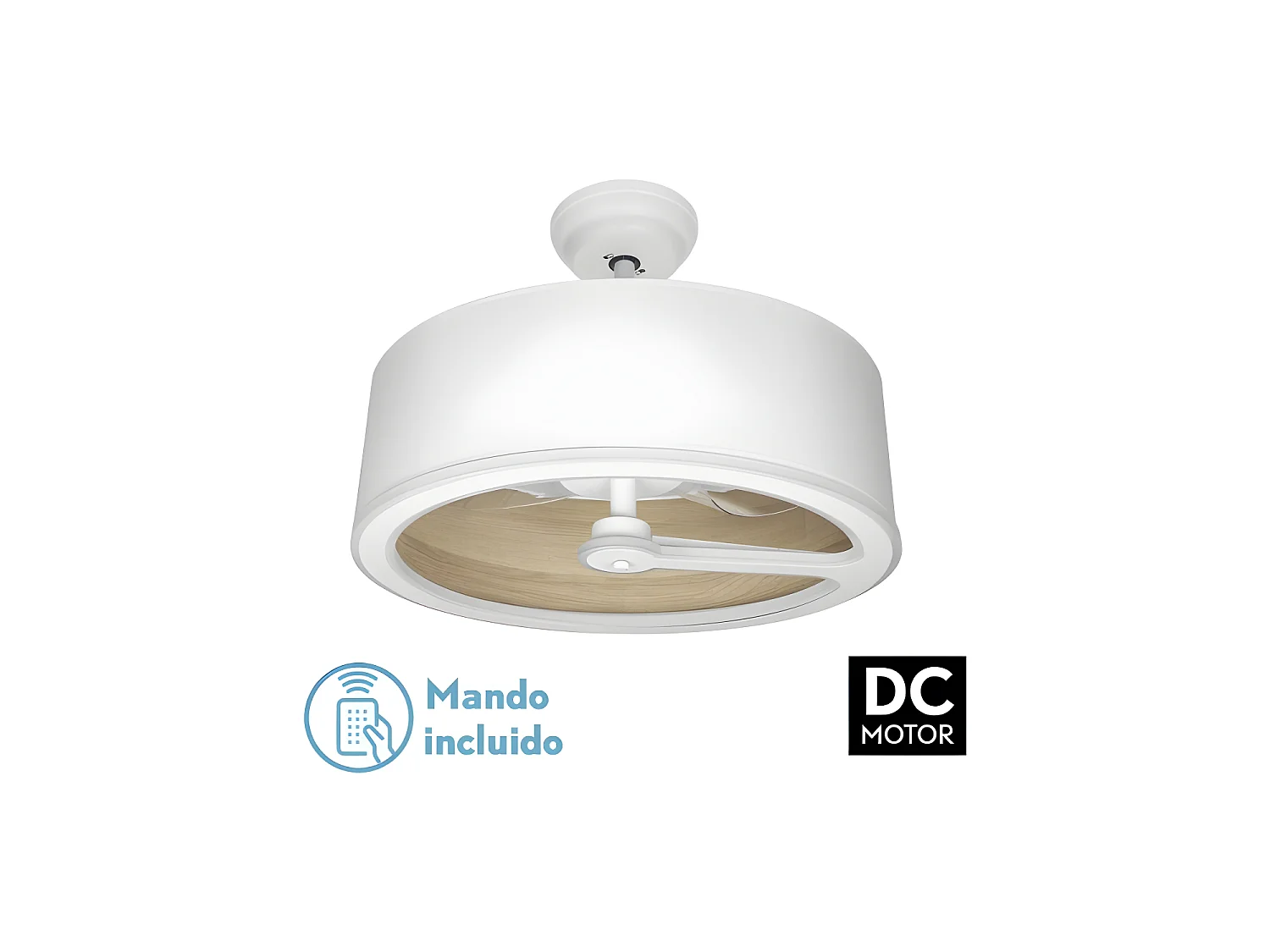 Ventilateur Dc TATIANA blanc beis led intégré 3 températures commande à distance Fabrilamp